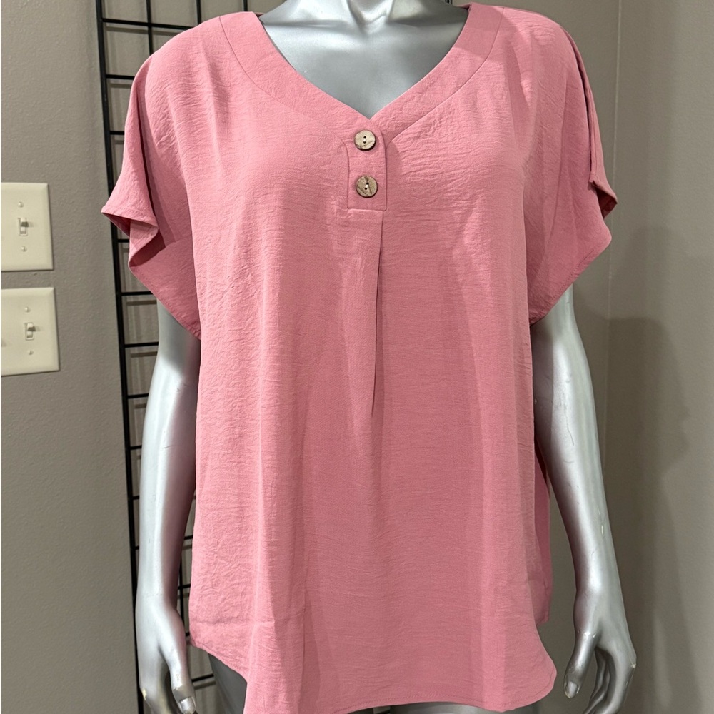Pink Button-Detail Women's Top
